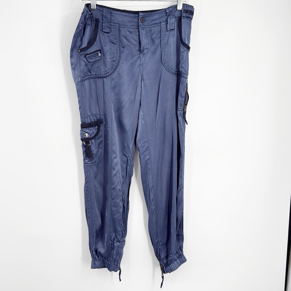 Anthropologie Marrakech Silky Blue Cargo Joggers size 26